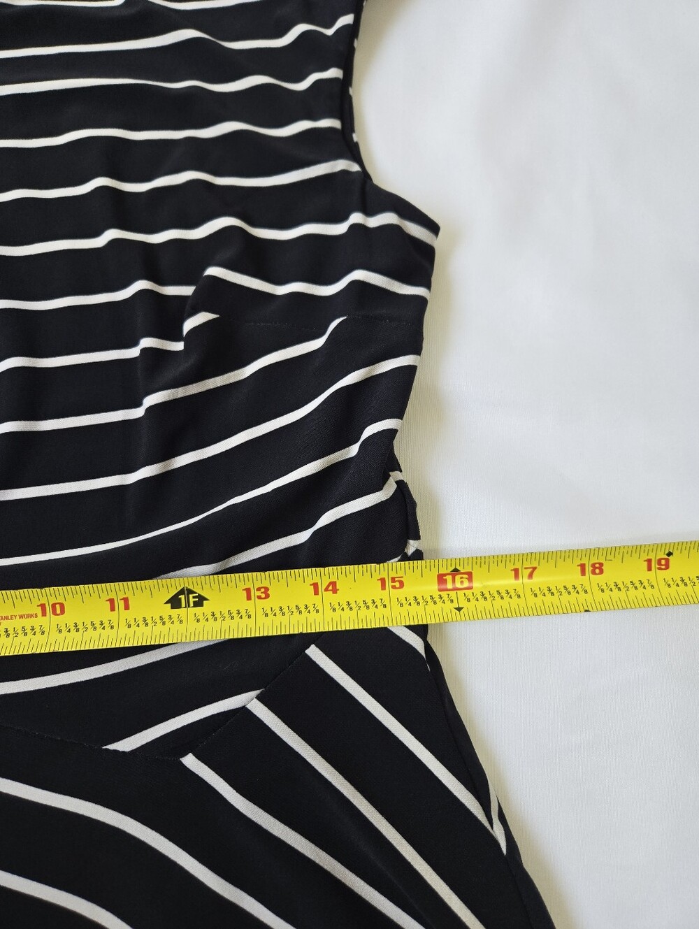Lauren Ralph Lauren Dress Womens 12 Black White Striped Fit Flare Classic - Picture 9 of 10